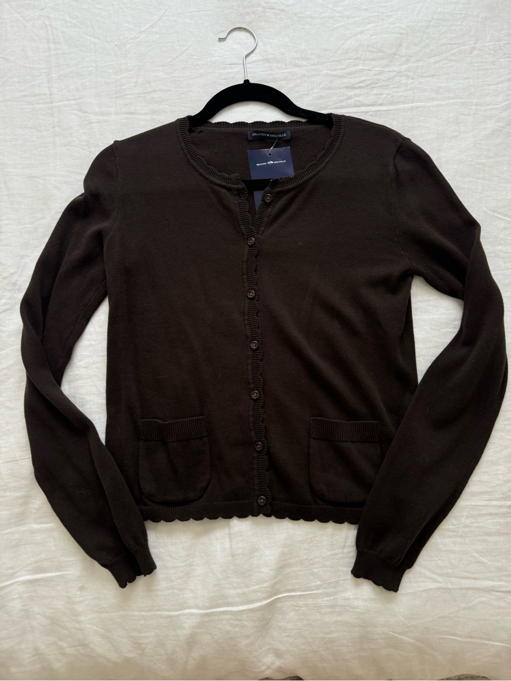 Brandy Melville Women's Brown Button-Up Cardigan Sweater